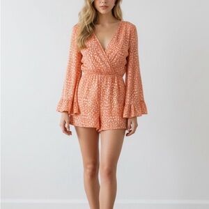 Elegant Orange Jumpsuit with Flared Sleeves